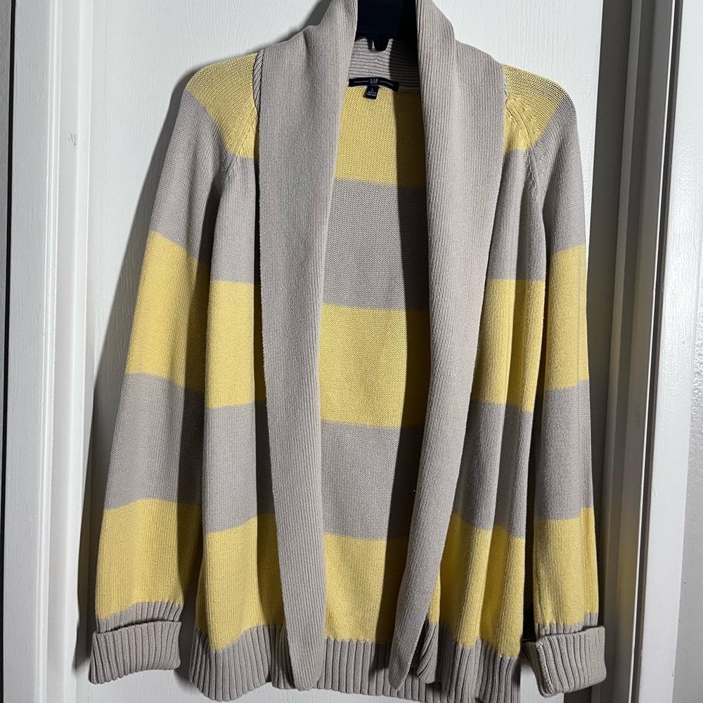 Moving Sale! Elegant GAP Yellow and Gray Striped Cardigan Sweater